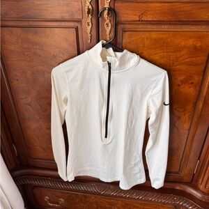 Nike White Dri-FIT Quarter-Zip Pullover with Black Trim